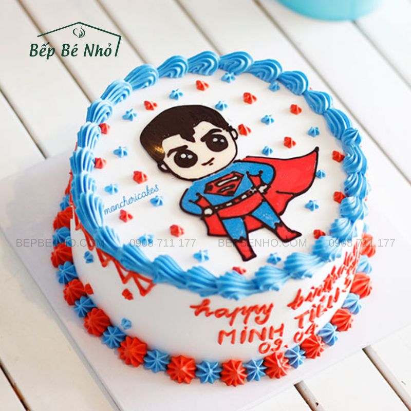 Bánh kem tạo hình Superman bằng đường Fondant handmade